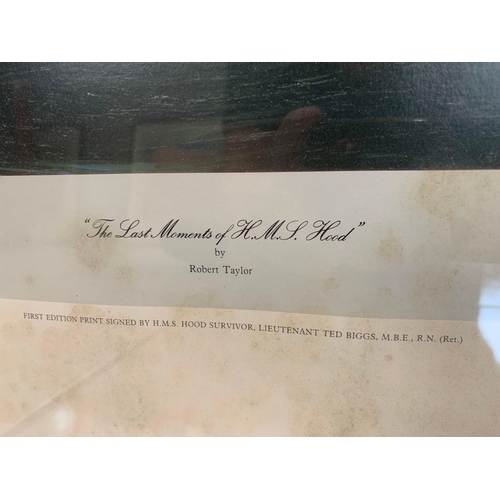 714 - Robert Taylor First Edition Print The Last Moments Of HMS Hood Signed By Lieutenant Ted Briggs RN MB... 