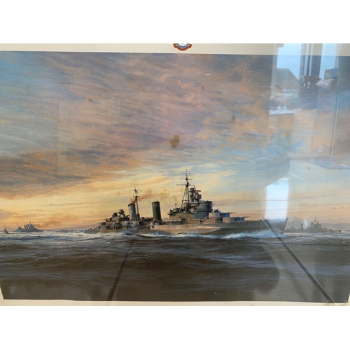 716 - Robert Taylor First Edition Print HMS Belfast Signed By Belfast Captain Sir Frederick Parham GBE KCB... 