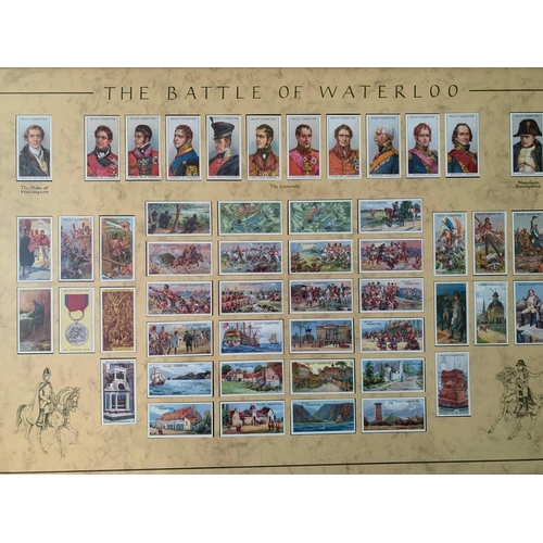 719 - Framed Set Of Wills Cigarette Collectors Cards For The Battle Of Waterloo In Timber Frame 70 x 49cm