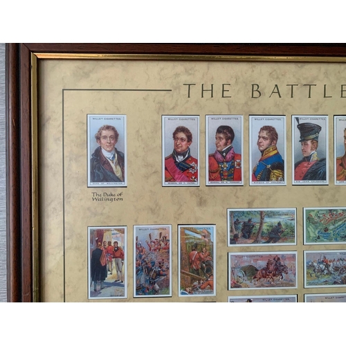 719 - Framed Set Of Wills Cigarette Collectors Cards For The Battle Of Waterloo In Timber Frame 70 x 49cm