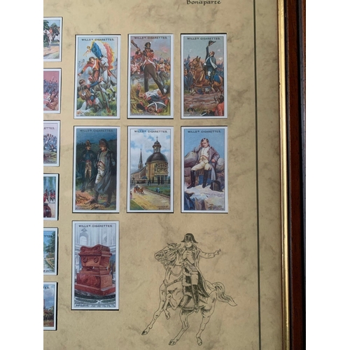 719 - Framed Set Of Wills Cigarette Collectors Cards For The Battle Of Waterloo In Timber Frame 70 x 49cm