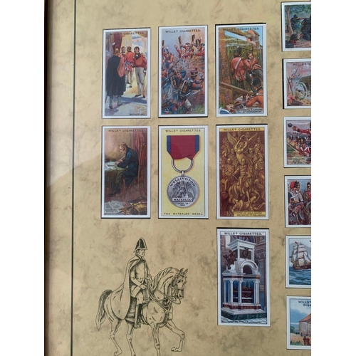 719 - Framed Set Of Wills Cigarette Collectors Cards For The Battle Of Waterloo In Timber Frame 70 x 49cm