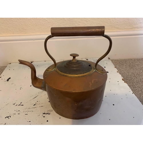 721 - Antique Dovetailed Copper Tea Kettle Pot Gorgeous Large Copper And Brass Tea Kettle, Likely British ... 