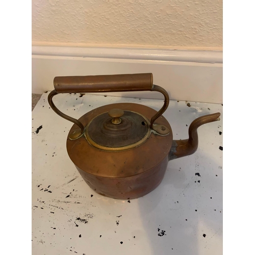 721 - Antique Dovetailed Copper Tea Kettle Pot Gorgeous Large Copper And Brass Tea Kettle, Likely British ... 