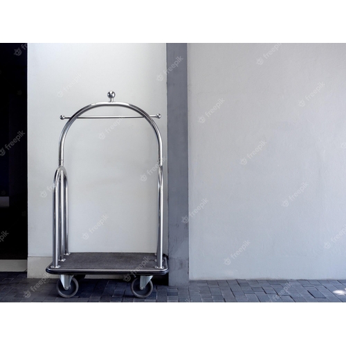1 - Hotel luggage cart stainless steel grey | protective wheels 1100mm x 610mm H 1910 mm