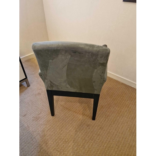 100 - Accent chair upholstered in a suede effect grey leather on matt black wooden frame 64 x 44 x 85cm (R... 