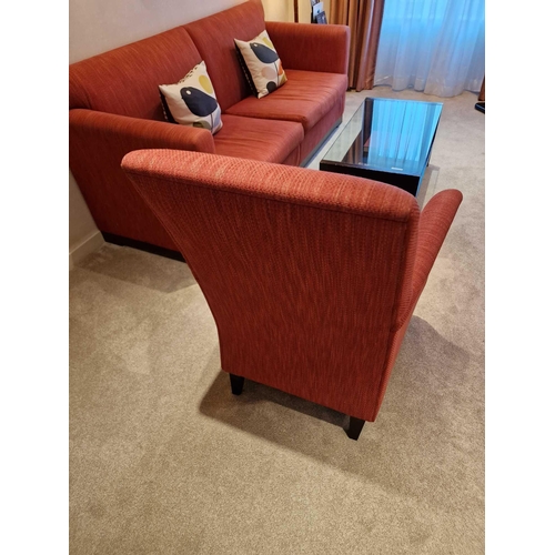 108 - Bernhardt Hospitality upholstered lounge chair Carmine on solid hardwood spring frame 76 x 52 x 100c... 