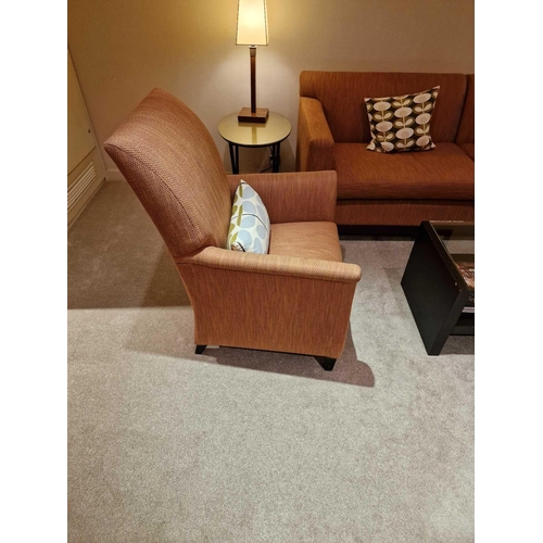 109 - Bernhardt Hospitality upholstered lounge chair Carmine on solid hardwood spring frame 76 x 52 x 100c... 