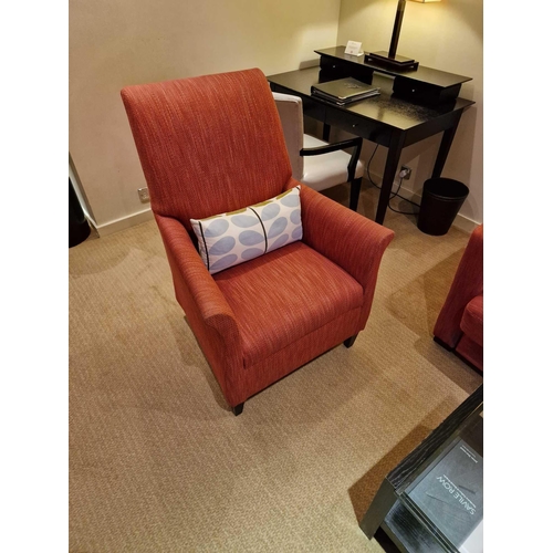 110 - Bernhardt Hospitality upholstered lounge chair carmine on solid hardwood spring frame 76 x 52 x 100c... 