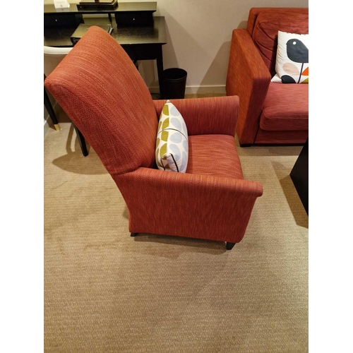 110 - Bernhardt Hospitality upholstered lounge chair carmine on solid hardwood spring frame 76 x 52 x 100c... 