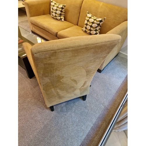 115 - Bernhardt Hospitality upholstered lounge chair harvest gold on solid hardwood spring frame 76 x 52 x... 