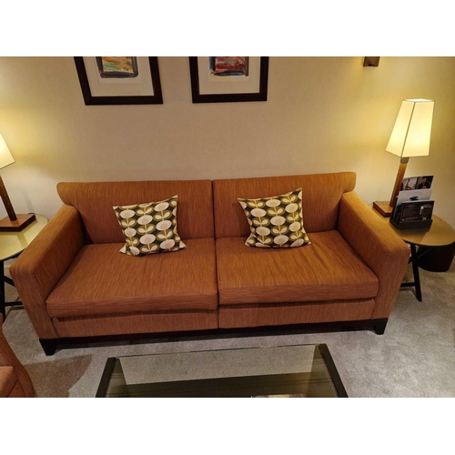 140 - Bernhardt Hospitality upholstered sofa carmine fabric on solid hardwood spring frame removable seat ... 