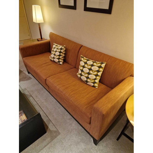140 - Bernhardt Hospitality upholstered sofa carmine fabric on solid hardwood spring frame removable seat ... 