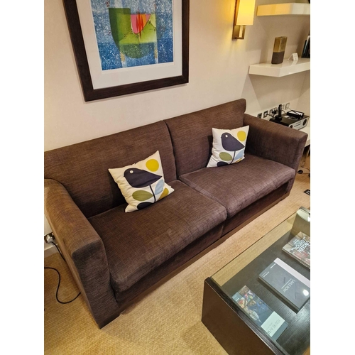 143 - Bernhardt Hospitality upholstered sofa chocolate upholstery on solid hardwood spring frame removable... 
