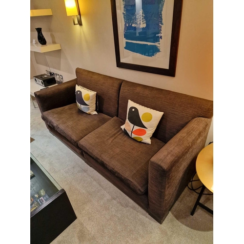 144 - Bernhardt Hospitality upholstered sofa chocolate upholstery on solid hardwood spring frame removable... 