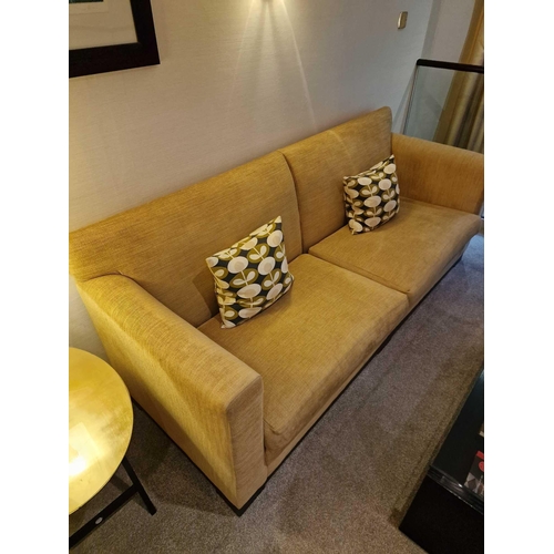 147 - Bernhardt Hospitality upholstered sofa harvest gold on solid hardwood spring frame removable seat pa... 