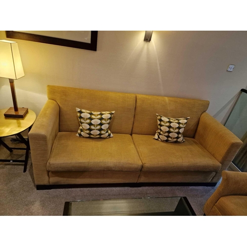 148 - Bernhardt Hospitality upholstered sofa harvest gold on solid hardwood spring frame removable seat pa... 