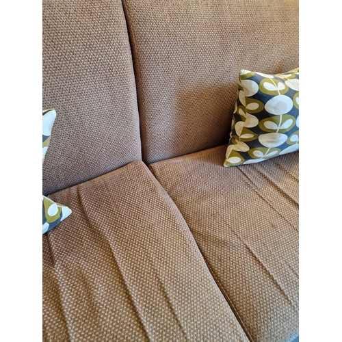 151 - Bernhardt Hospitality upholstered sofa ochre fabric on solid hardwood spring frame removable seat pa... 