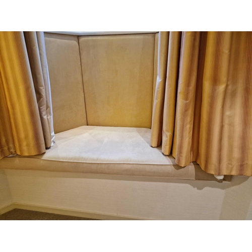 156 - A shaped faux suede window padded seat comprising of seat pad cushion 200 wide x 80cm deep x 15cm de... 