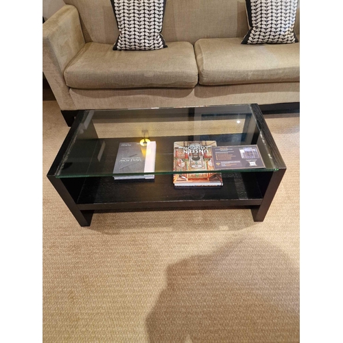 225 - Promemoria black ash and tempered glass top coffee table with undershelf 100 x 50 x 42cm (Room 2F)