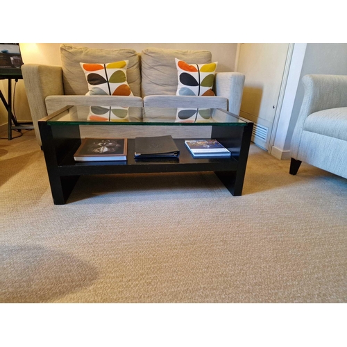 226 - Promemoria black ash and tempered glass top coffee table with undershelf 100 x 50 x 42cm (Room 2B)