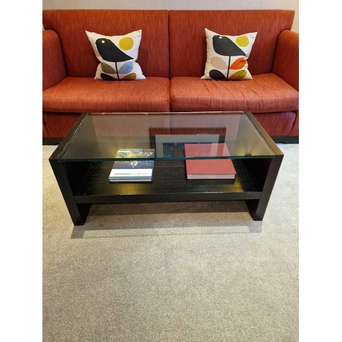 229 - Promemoria black ash and tempered glass top coffee table with undershelf 100 x 50 x 42cm (Room 3A)