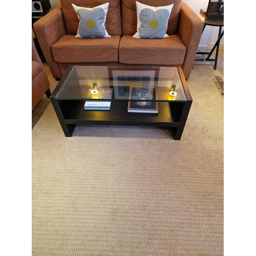 231 - Promemoria black ash and tempered glass top coffee table with undershelf 100 x 50 x 42cm (Room 3E)