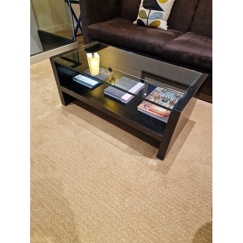 232 - Promemoria black ash and tempered glass top coffee table with undershelf 100 x 50 x 42cm (Room 2g)