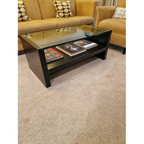 233 - Promemoria black ash and tempered glass top coffee table with undershelf 100 x 50 x 42cm (Room 2E)