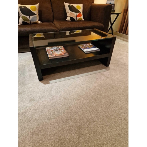 234 - Promemoria black ash and tempered glass top coffee table with undershelf 100 x 50 x 42cm (Room 2D)