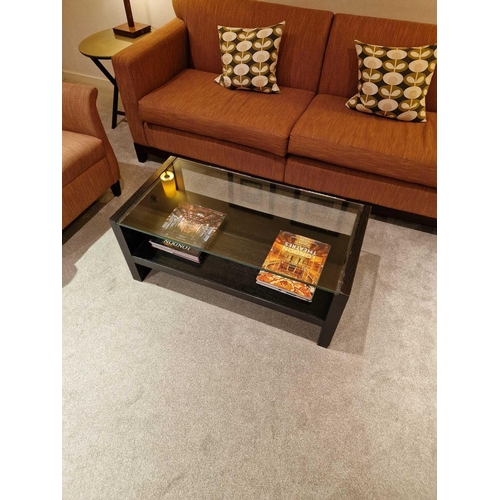 235 - Promemoria black ash and tempered glass top coffee table with undershelf 100 x 50 x 42cm (Room OD)