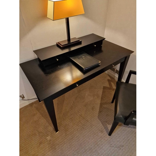 257 - Promemoria black ash writing desk with a removable top two small drawer organiser the desk fitted wi... 