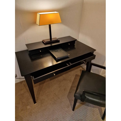 257 - Promemoria black ash writing desk with a removable top two small drawer organiser the desk fitted wi... 