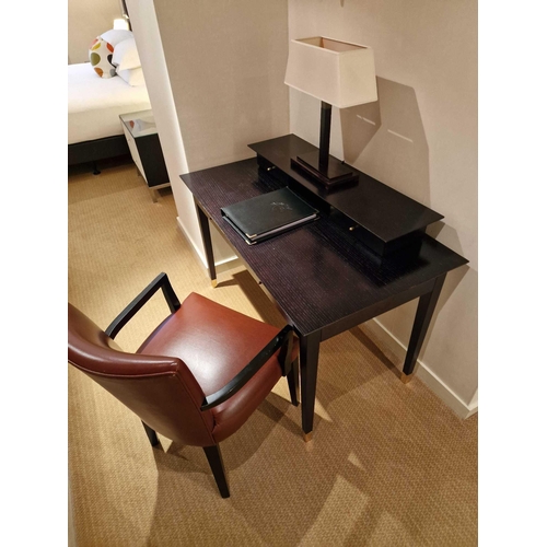 261 - Promemoria black ash writing desk with a removable top two small drawer organiser the desk fitted wi... 