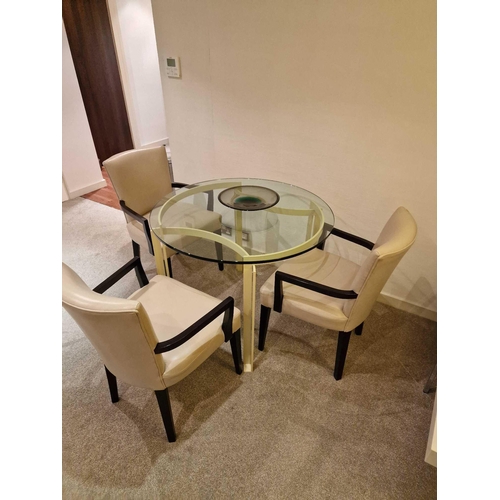 288 - Dining table complete with 3 x Promemoria Italy leather armchairs the dining table constructed of  c... 