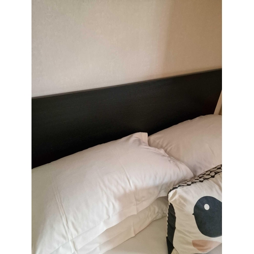 34 - King Size bed, divan base and black ash headboard Cheval Residence mattress 1300 individually pocket... 