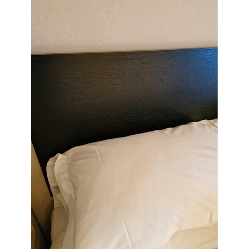 36 - King Size bed, divan base and black ash headboard Cheval Residence mattress 1300 individually pocket... 
