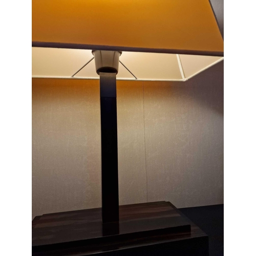 368 - Warry table lamp by Romeo Sozzi for Promemoria Italy column style lamp on ebony effect plinth comple... 