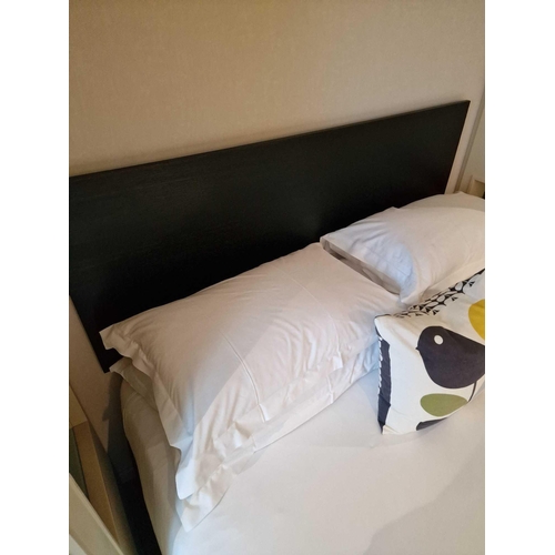 37 - King Size bed, divan base and black ash headboard Cheval Residence mattress 1300 individually pocket... 