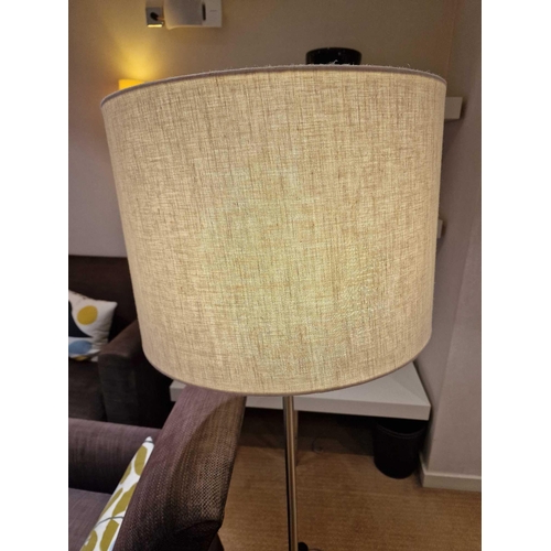 389 - Floor lamp A contemporary, metallic floor lamp with a natural slate base and shade H158 x Dia.42.5cm... 