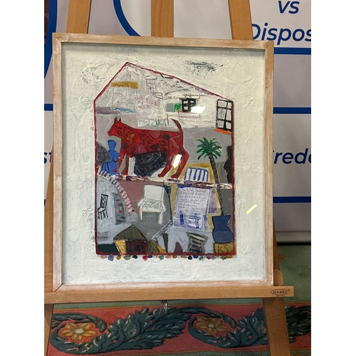 38 - Ken Spooner Dog House Mixed Media 59 X 50 cms Framed Size: 63 X 54 cms Signed Verso This Complex Int... 