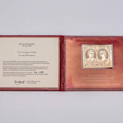 15 - Royal Wedding 1981 Rare 23 Carat Gold Stamp U.K. 1778 Island of Staffa 

  Condition: Excellent cond... 