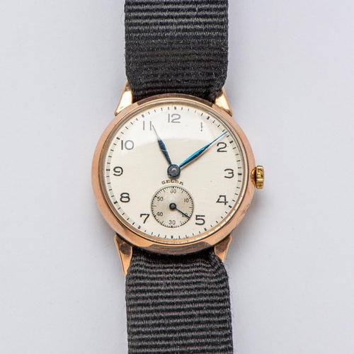 27 - Very Rare Gelda Gents Watch in BWC 375/9K Gold Case, Swiss Made 15 Jewels. Case made for BWC, signed... 