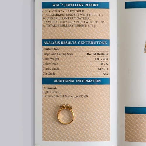 31 - 1.83 Ct Three Brilliant Cut Natural Diamonds Gold 750/18K Ring WGI certificate 

  Metal: Yellow Gol... 