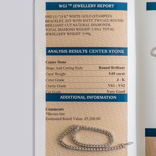 32 - 5.05 Ct Natural Diamonds Tennis Bracelet White Gold 750/18K WGI certificate 

  Metal: White Gold 75... 