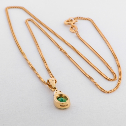 56 - 0.28 Ct Emerald and 0.045 Ct Diamond 750/18K Gold Necklace on a 375/9K Gold Chain 

  Metal: Gold 75... 