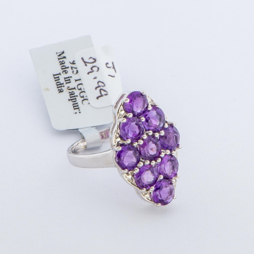 117 - 4.31 Ct Natural Zambian Amethysts Silver Ring, Silver 925, Limited Edition 1 of 92 Pieces, TGGC Cert... 