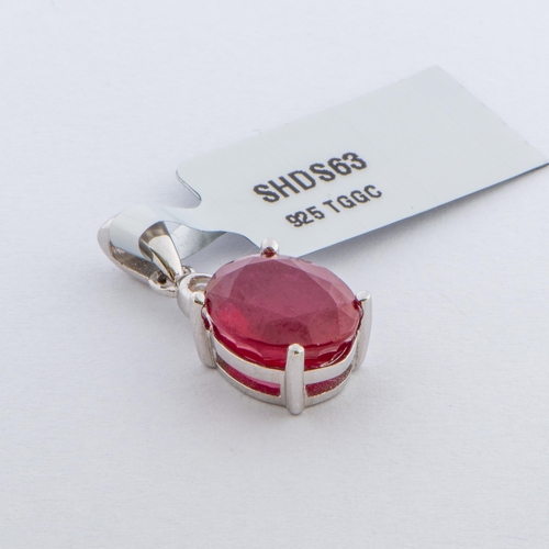 154 - 5.07 Ct Madagascan Ruby and White Topaz Silver Pendant, Sterling Silver, Limited Edition 1 of 200 Pi... 