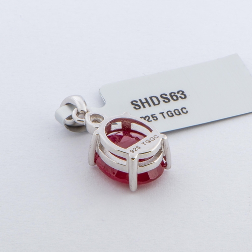 154 - 5.07 Ct Madagascan Ruby and White Topaz Silver Pendant, Sterling Silver, Limited Edition 1 of 200 Pi... 