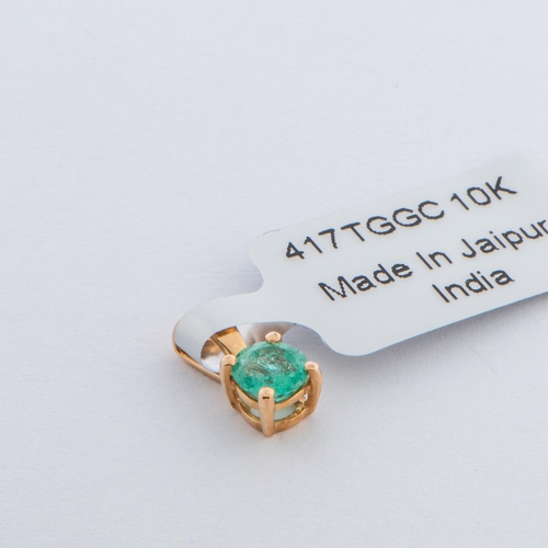 160 - 0.48 Ct Zambian Emerald Gold Pendant, Gold 10k/417, TGGC Certificate of Authenticity 

  Metal: Yell... 